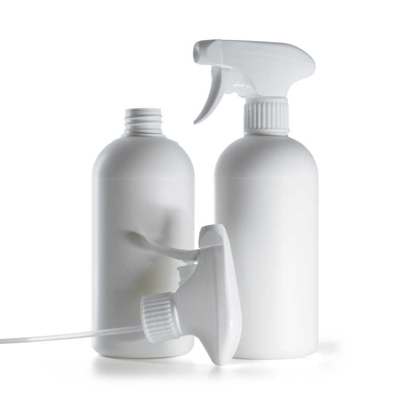 Flacon en plastique HDPE, pulvérisateur à gâchette blanc, 500 ml