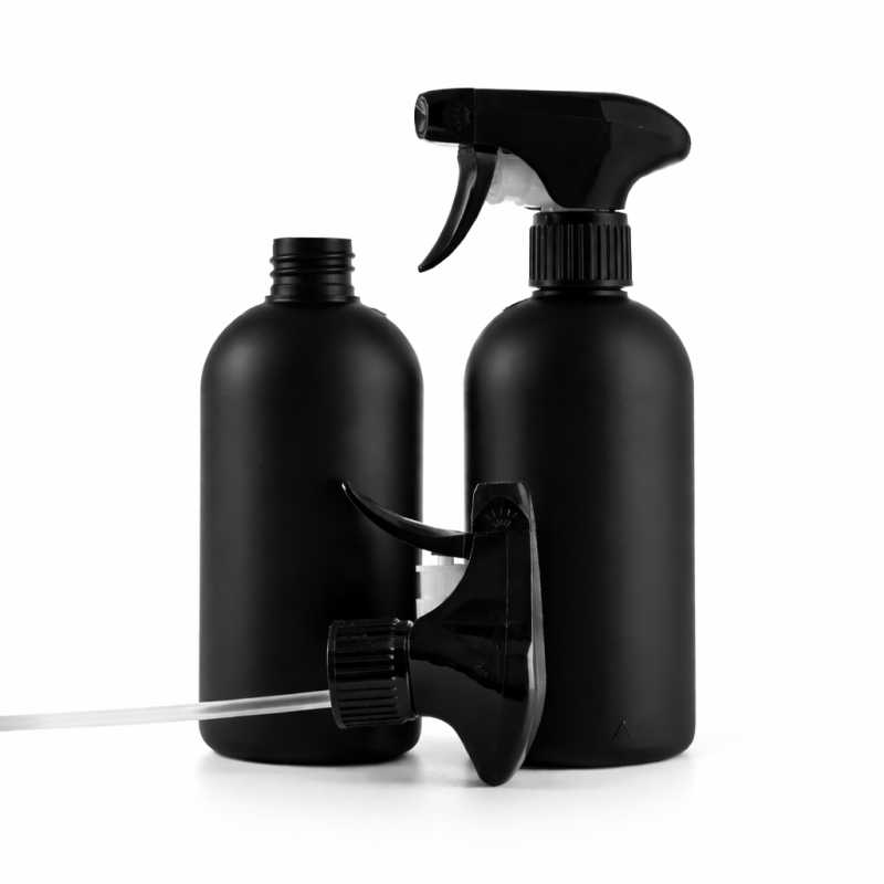 Flacon en plastique, HDPE, noir, pulvérisateur à gâchette, 500 ml