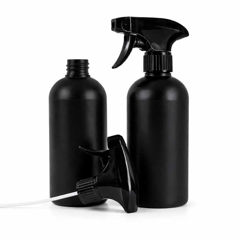 Flacon plastique HDPE noir avec spray noir 500 ml