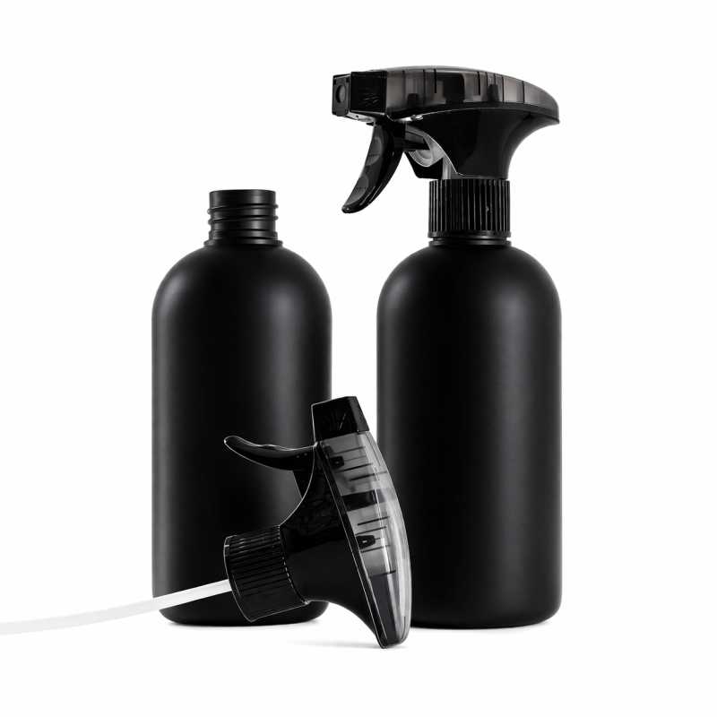 Flacon en plastique HDPE, noiravec pulvérisateur moussant noir 500 ml