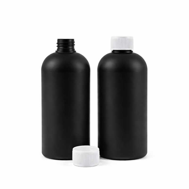 Flacon plastique HDPE noir avec bouchon de sécurité 500 ml