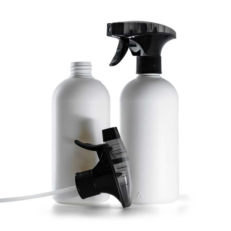 Flacon en plastique HDPE avec pulvérisateur moussant noir 500 ml