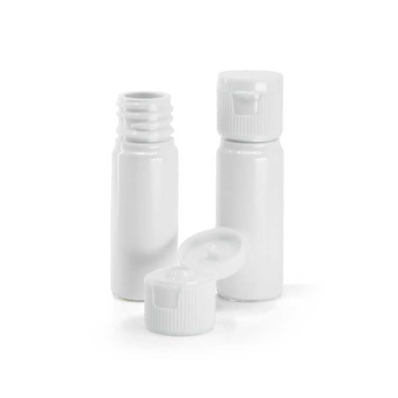 Flacon en plastique blanc, bouchon blanc, 18/410, 10 ml