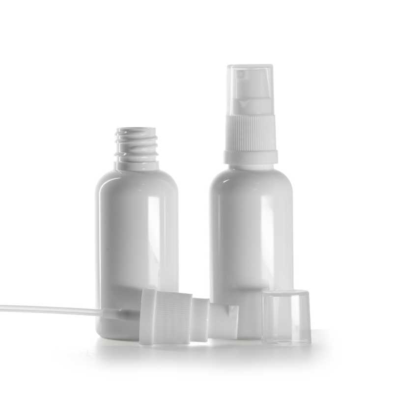 Flacon en plastique blanc, pompe à lotion blanche, 50 ml