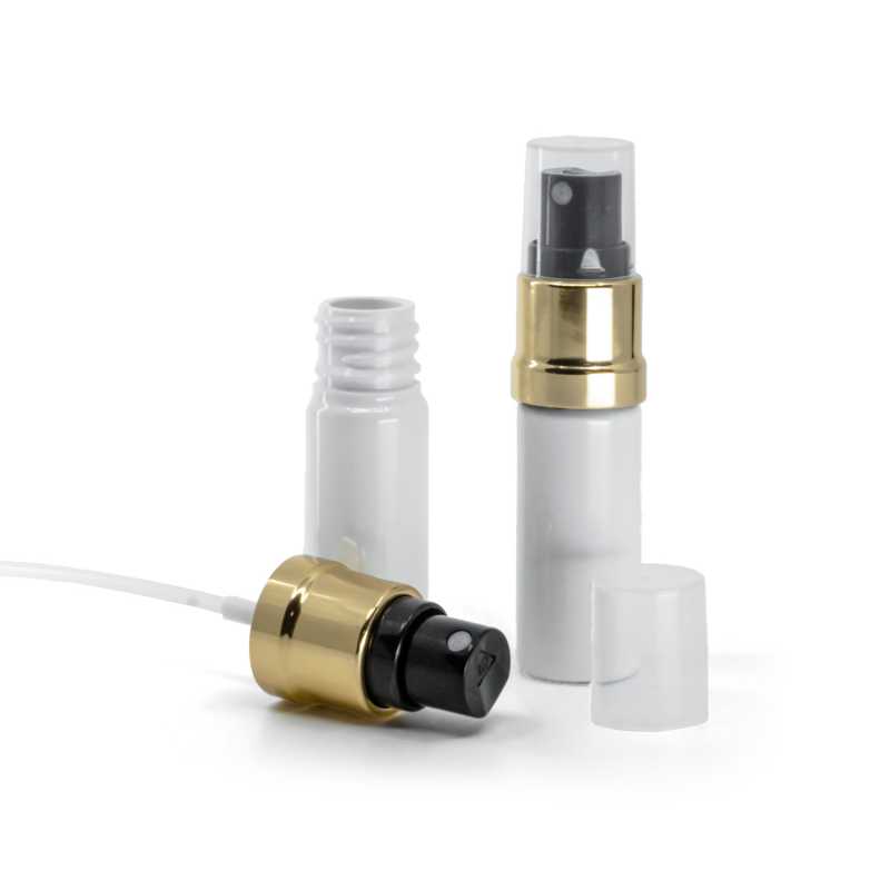 Flacon en plastique blanc, spray noir doré, 10 ml