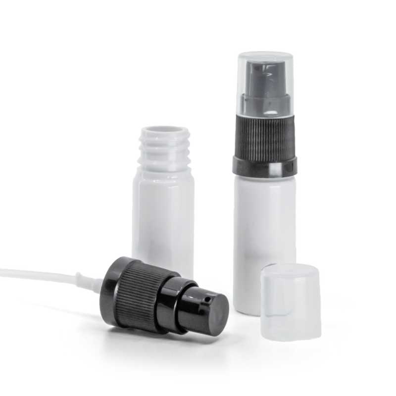 Flacon en plastique blanc, pompe à lotion noire, 10 ml