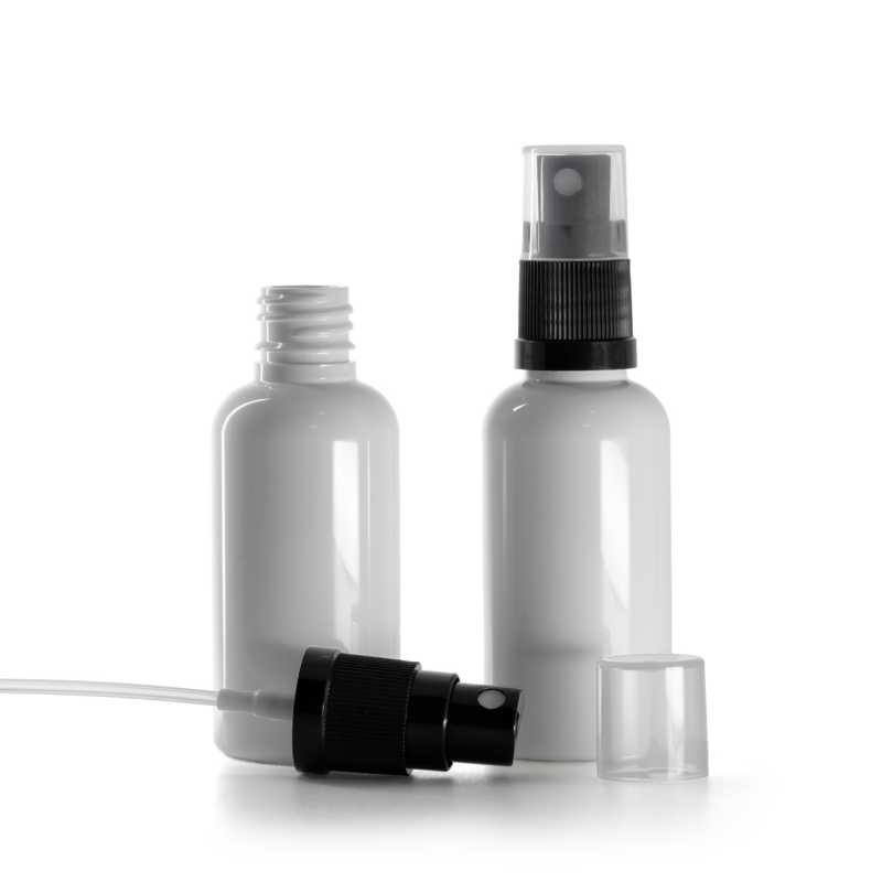 Flacon en plastique blanc, spray noir, 50 ml