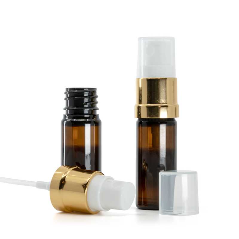 Flacon en plastique ambré, spray blanc doré, 10 ml