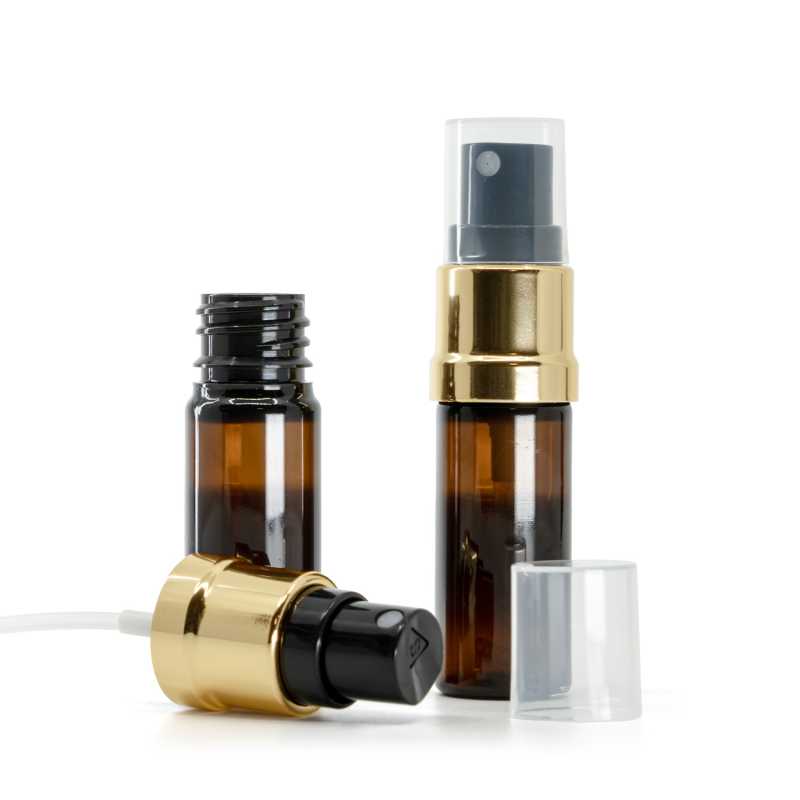 Flacon en plastique ambré, spray noir doré, 10 ml