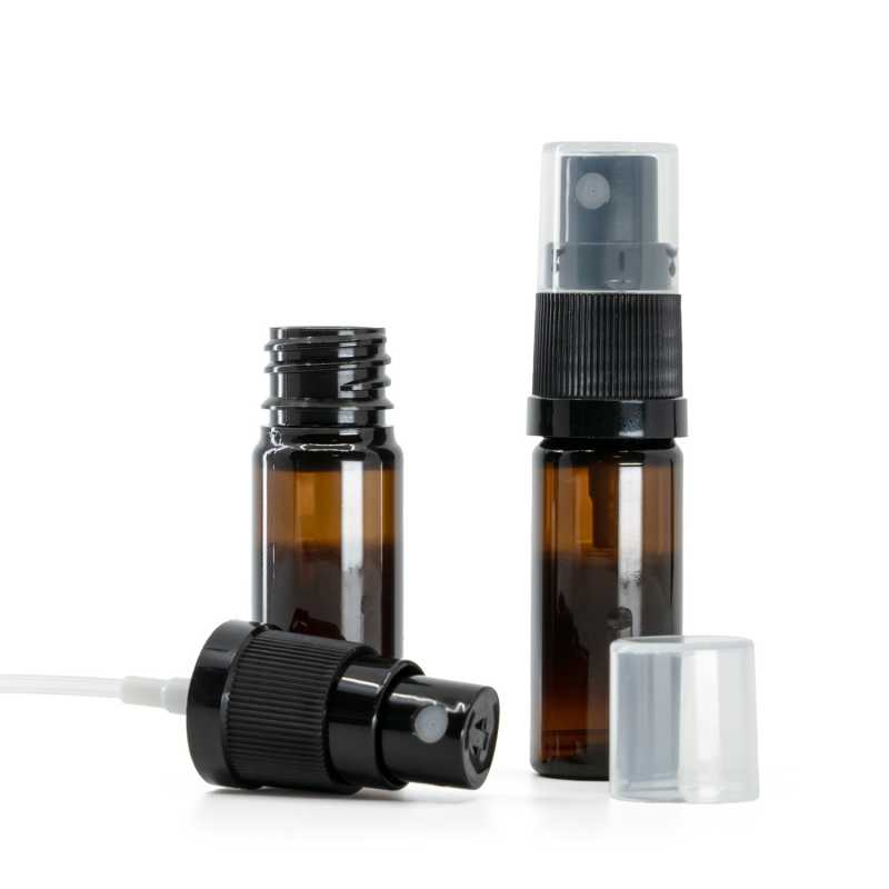 Flacon en plastique ambré, spray noir, 10 ml