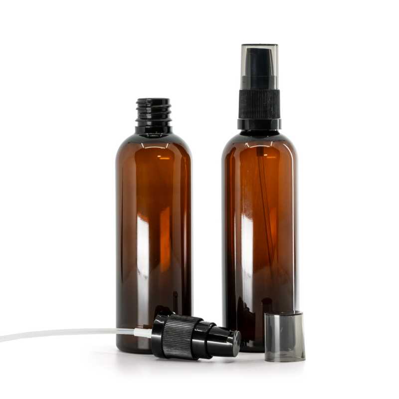 Flacon en plastique brun, distributeur de crème avec surcapuchon fumé, 100 ml