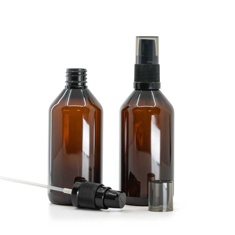 Flacon en plastique brun, distributeur de crème avec surcapuchon fumé, 115 ml