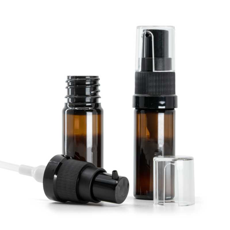 Flacon en plastique ambré, pompe à huile, 10 ml