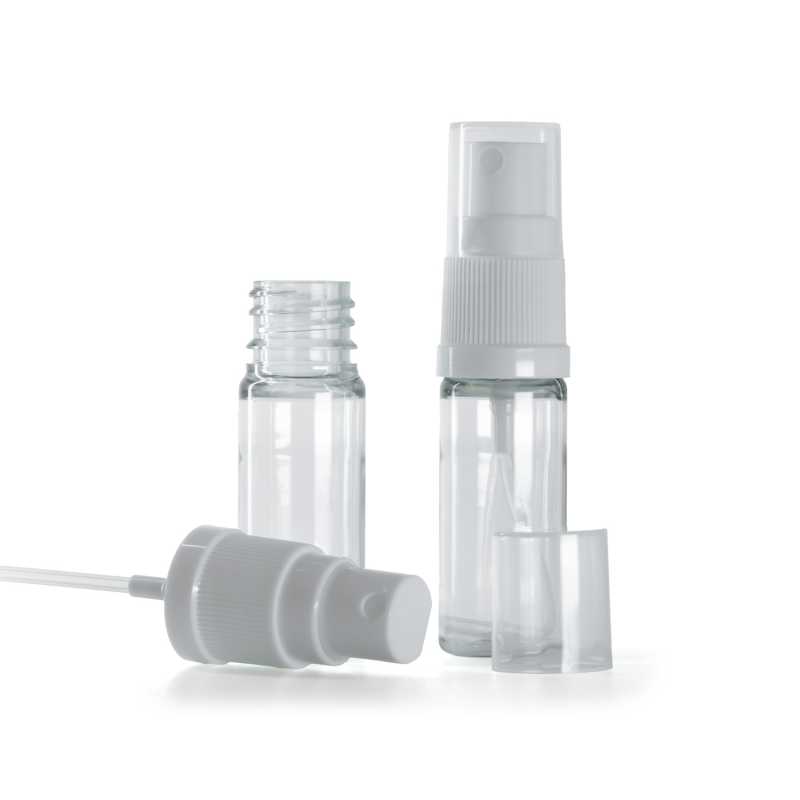 Flacon en plastique transparent, spray blanc, 10 ml