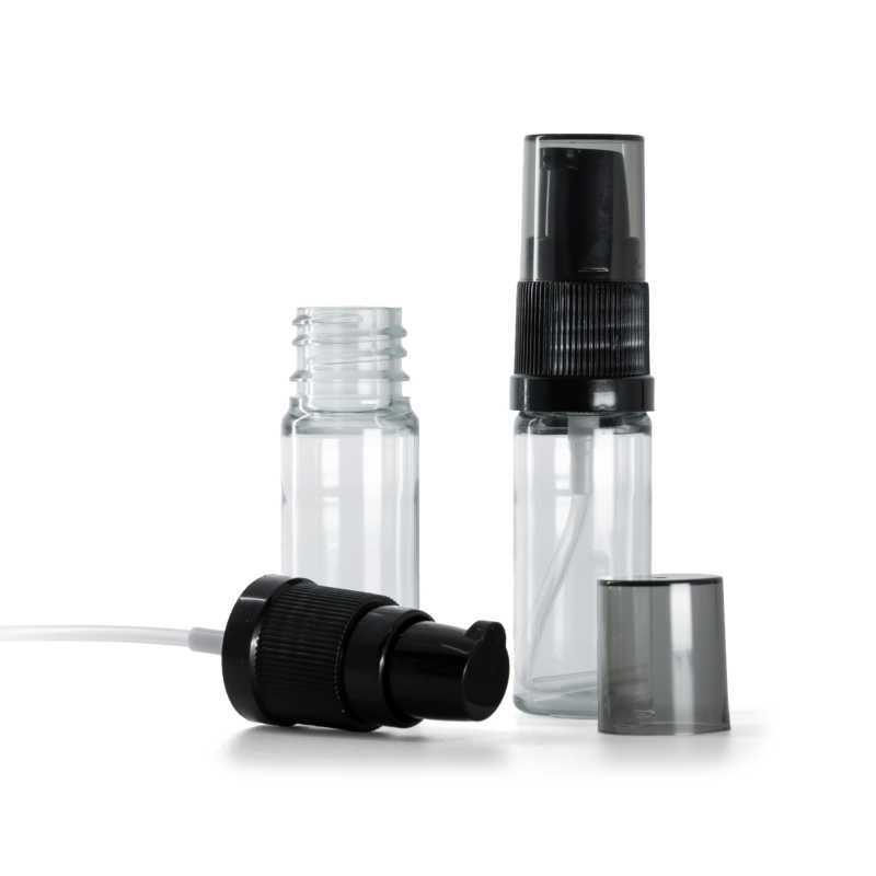 Flacon en plastique transparent, distributeur de crème avec surcapuchon fumé, 10 ml