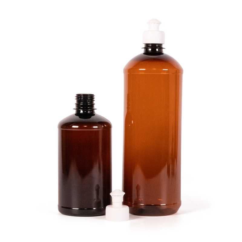 Bouteille en plastique marron, Push-Pull blanc, 500 ml