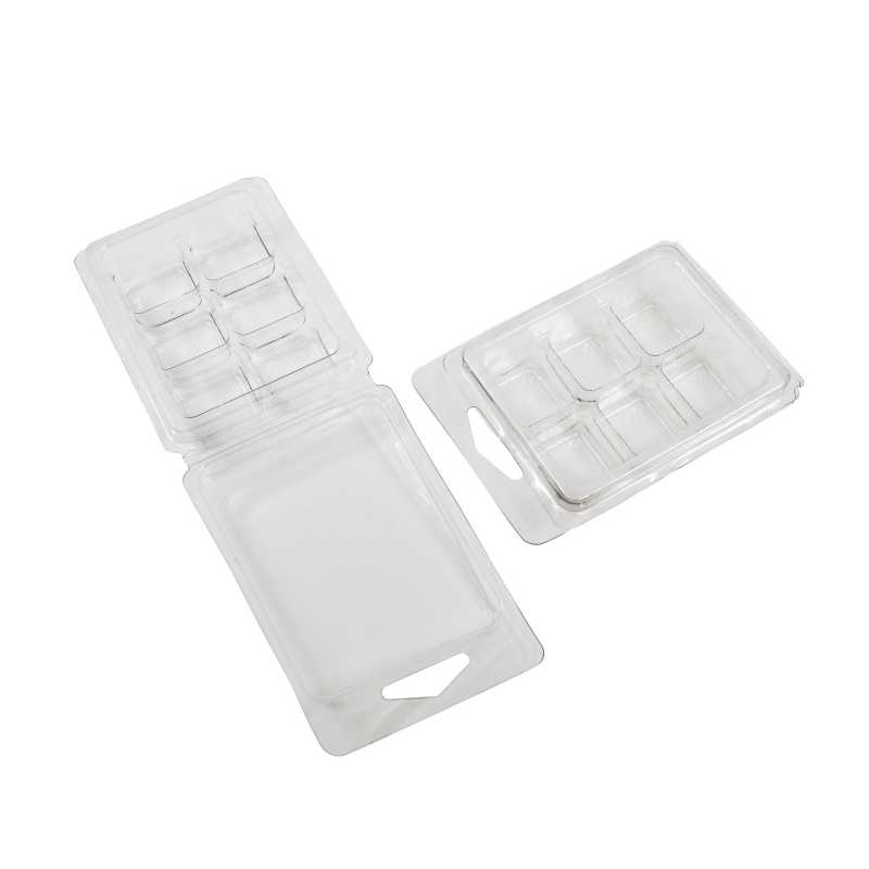 Boîtes en plastique transparent pour 6 Wax Melts, carrées, 10 pièces
