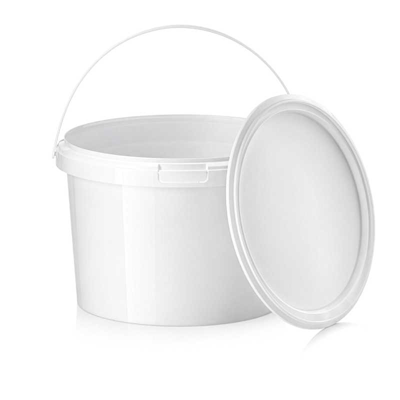 Seau, plastique, blanc, 5000 ml, avec couvercle