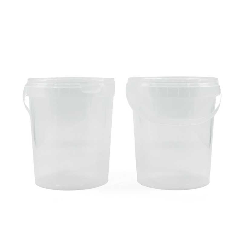 Seau en plastique transparent avec couvercle, 5700 ml