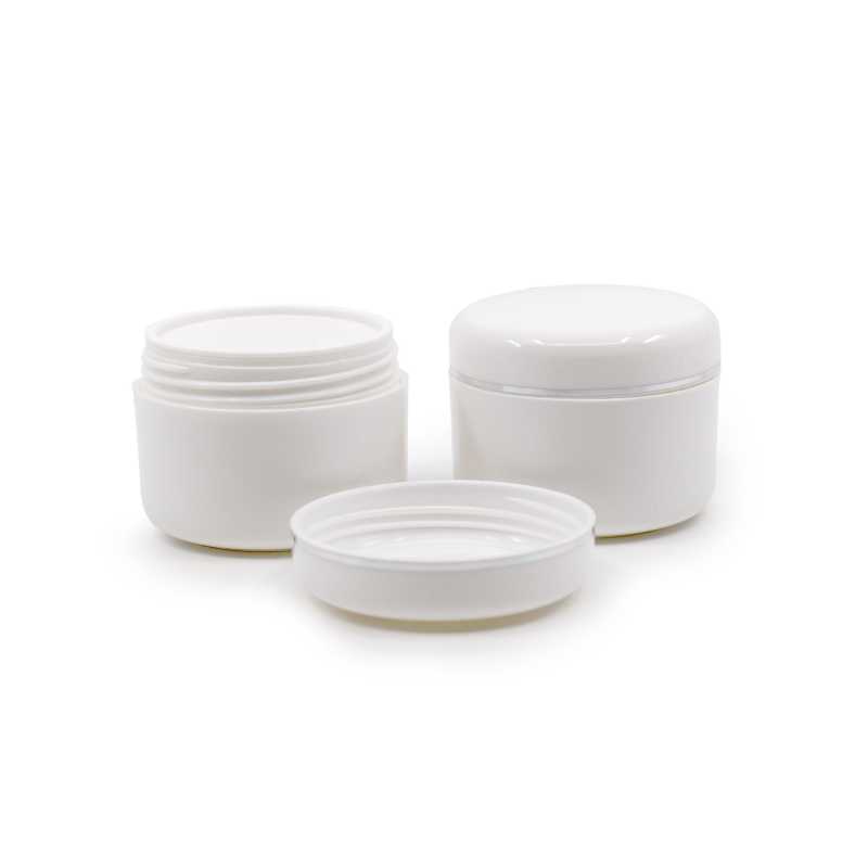 Pot à cosmétique blanc en plastique, double paroi, 50 ml
