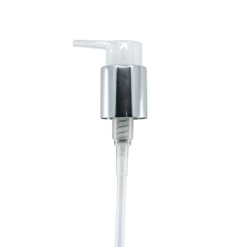 Pompe en plastique transparent avec collier argenté brillant, 24/410