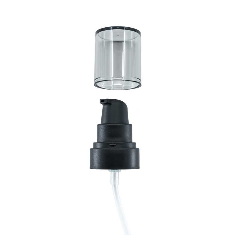Pompe en plastique noir avec capuchon fumé, 24/410