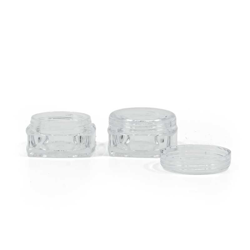 Pot en plastique transparent, carré, 3 ml