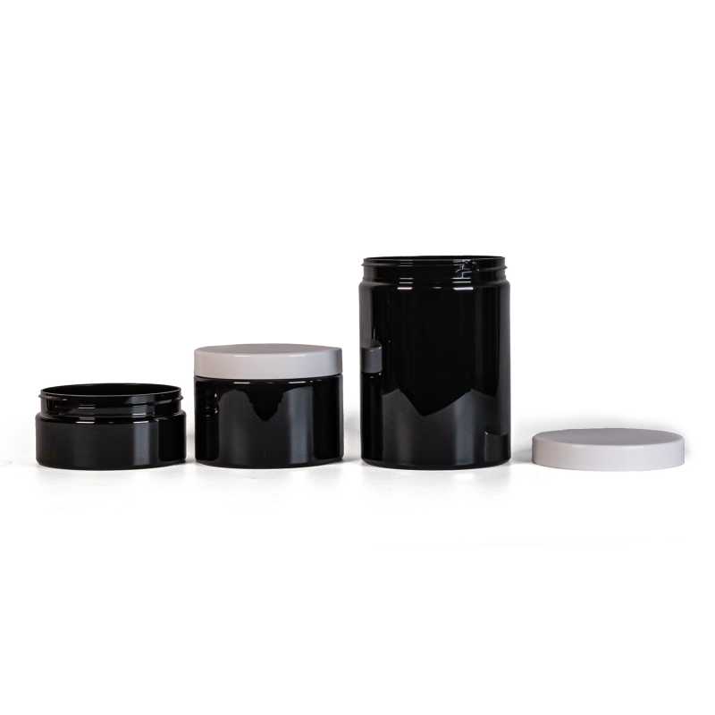 Pot en plastique, noir, bouchon blanc, 500 ml