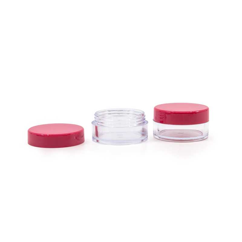 Pot en plastique transparent, couvercle rose, 10 ml
