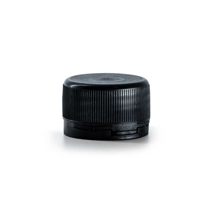 Capuchon d'inviolabilité en plastique noir, strié, 28/410