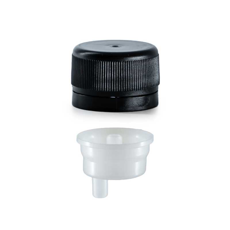 Capuchon en plastique noir et compte-gouttes 28/415