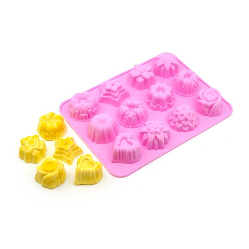 Moule à savon en silicone, 12 motifs variés