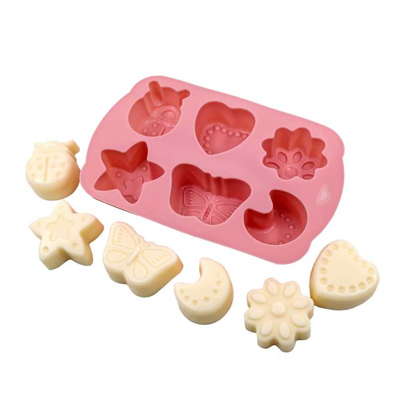 Moule à savon en silicone, 6 motifs variés