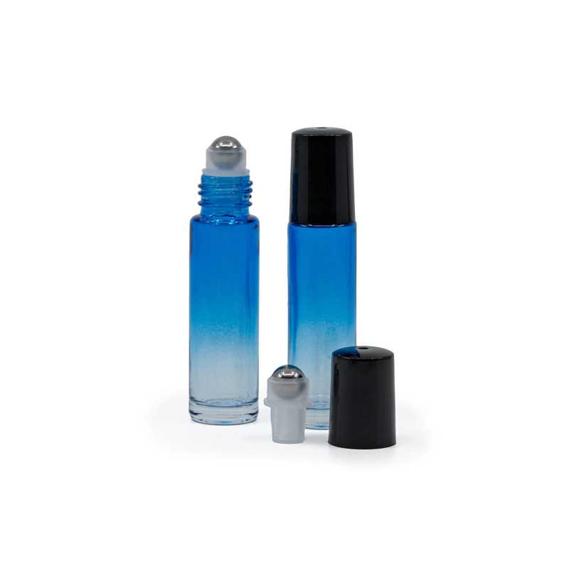Flacon en verre 10 ml, bleu, ROLL-ON,