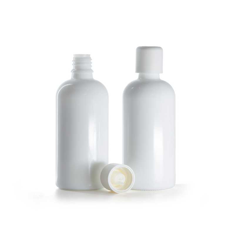 Flacon en verre blanc, bouchon de sécurité blanc et compte-gouttes, 100 ml  