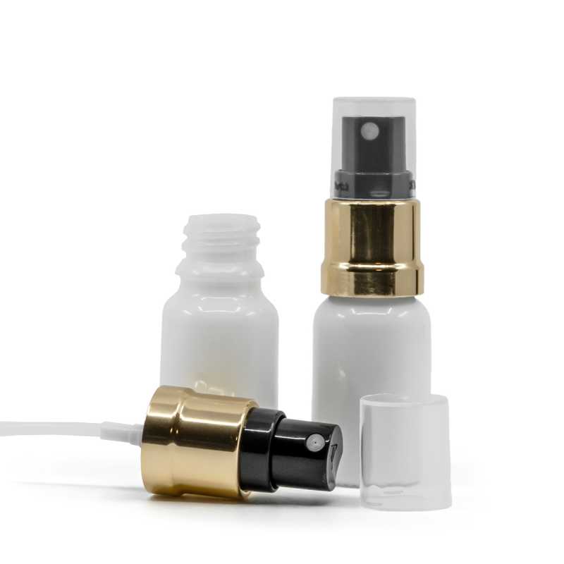 Flacon en verre blanc, spray brillant or noir, 10 ml
