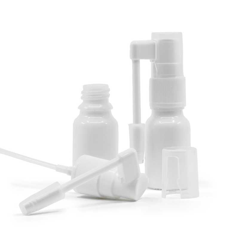 Flacon en verre blanc, spray oral blanc, 10 ml