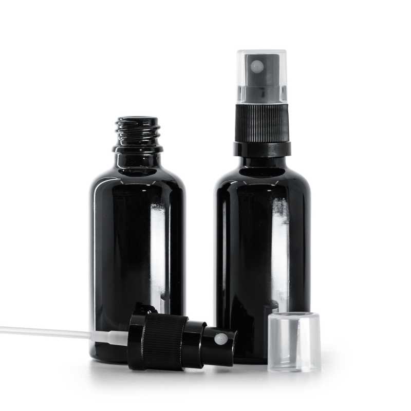 Flacon en verre noir brillant, spray noir, 50 ml