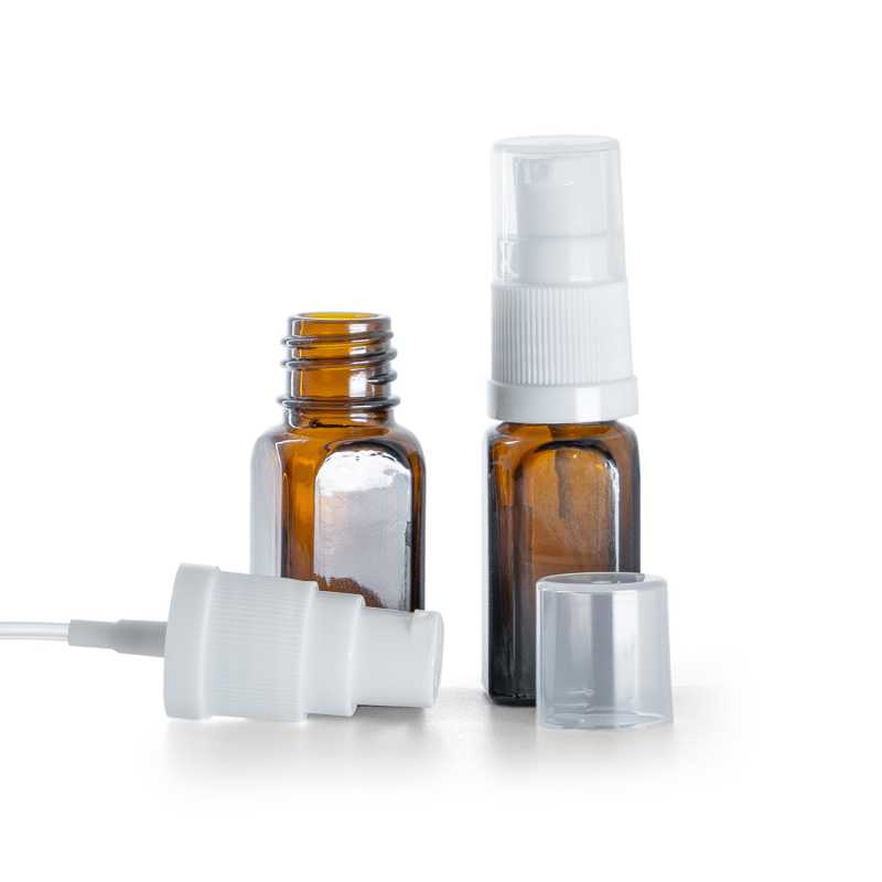 Flacon carré en verre, pompe à lotion blanche, 10 ml