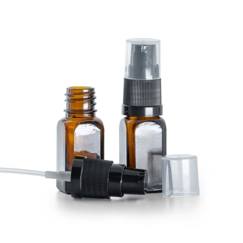 Flacon carré en verre, pompe à lotion, 10 ml