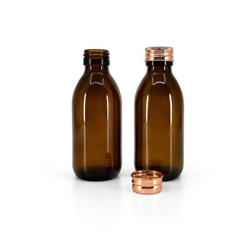 Bouteille en verre, 150 ml, bouchon en aluminium rose doré