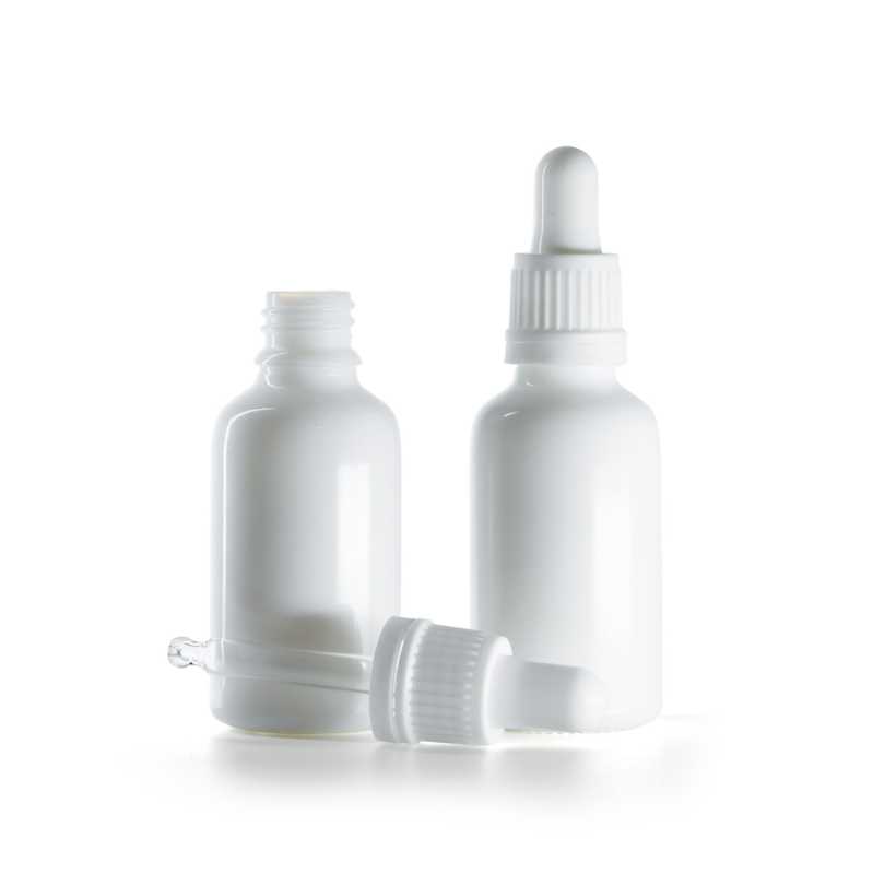 Flacon compte-gouttes en verre blanc, 30 ml