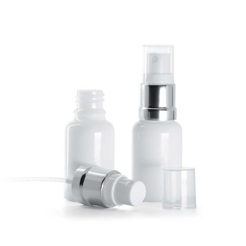 Flacon en verre blanc, spray blanc argenté brillant, 15 ml
