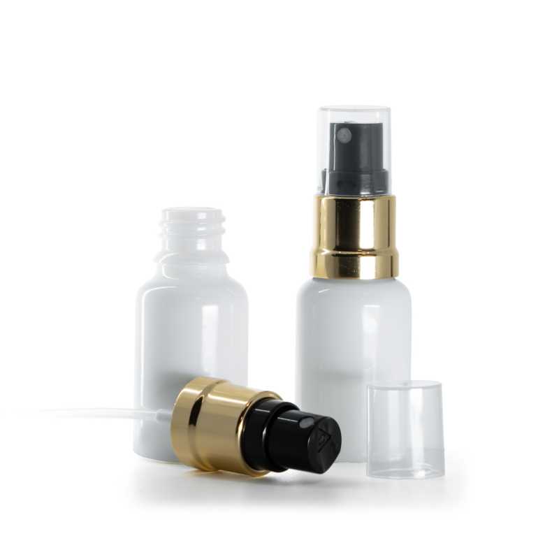Flacon en verre blanc, spray brillant or noir, 15 ml