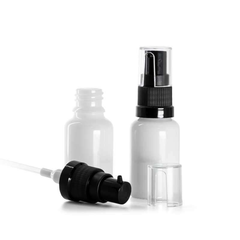 Flacon en verre blanc, pompe à huile, 15 ml
