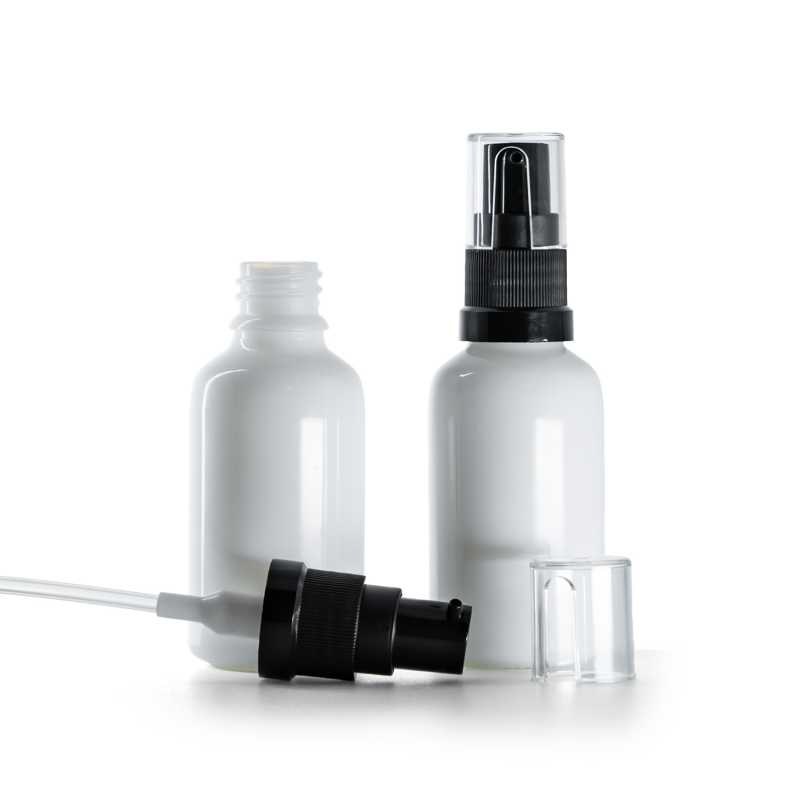 Flacon en verre blanc avec pompe à huile 30 ml