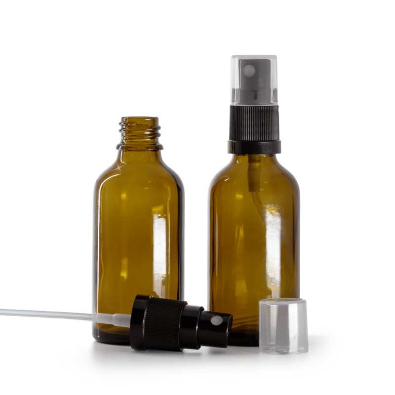 Bouteille en verre ambré, spray noir, 50 ml