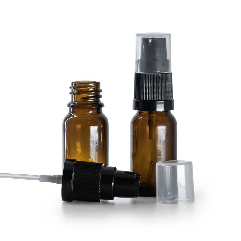 Flacon en verre ambré, pompe à lotion, 10 ml