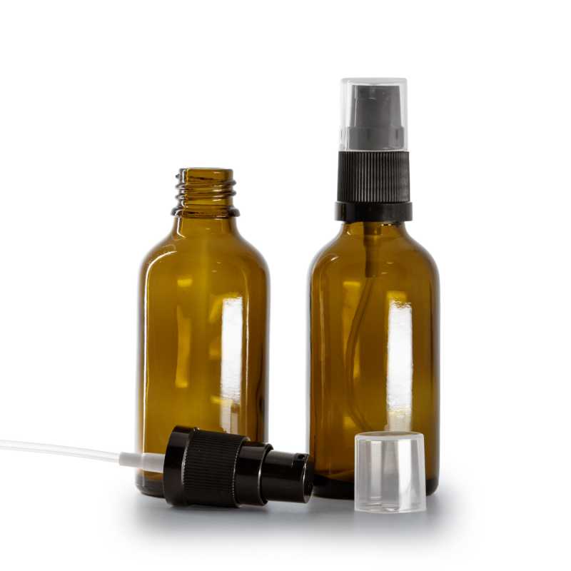 Flacon en verre ambré, pompe à lotion, 50 ml