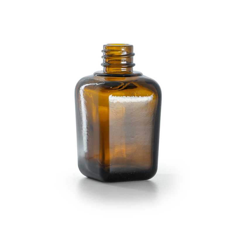Bouteille carrée en verre ambré, 30 ml